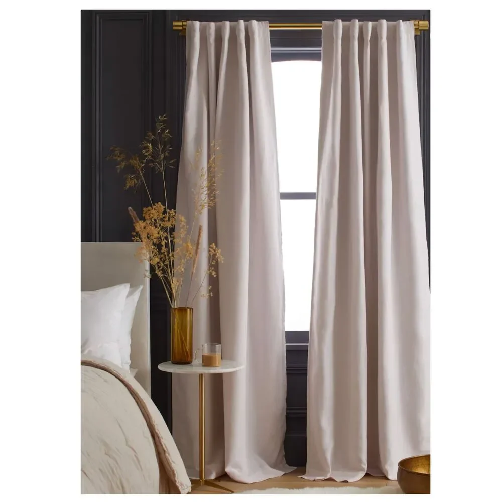 Quince European Linen Room Darkening Curtain vintage rose pair 48x96